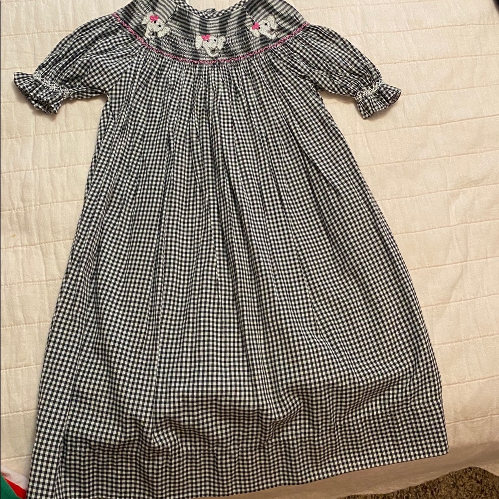 Black and White Gingham Dress with Embroidered Details